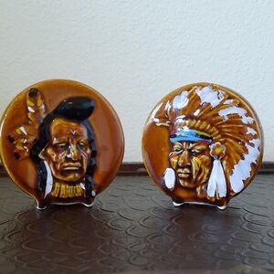 Vintage Ceramic Native American Salt and Pepper Shakers